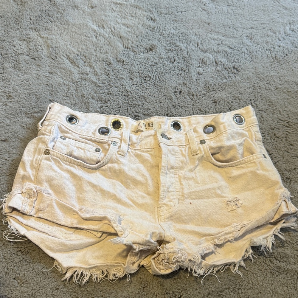 We The Free Cream Jean Shorts